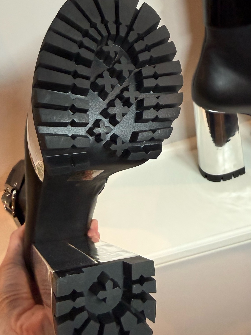 Jeffrey Campbell silver and black platform boots - Picture 6 of 7